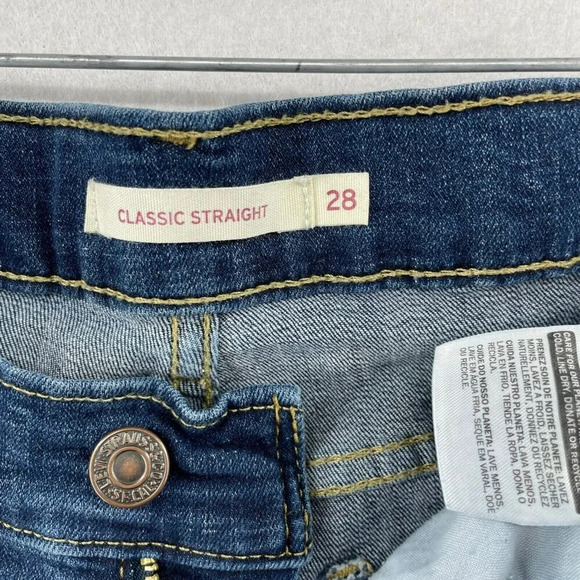 Levi's Jeans Women's Sz 28 Blue Classic Straight Leg Mid-Rise Stretch Denim - Picture 8 of 9